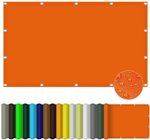 Sonnensegel Rechteckig 7 x 9 m Anpassbare Größe Sonnenschirm Außenüberdachung Segel mit Ösen für Balkon Terrasse Schwimmbad, Orange