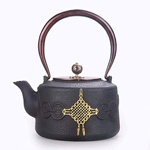 Cast Iron Set Tea Sets Cast Iron Iron Cast Iron Pot Cast Iron Pot Boiling Water Tea Set Handmade Uncoated Knot 1 4L Copper Handle Copper Cover Gold Home Decoration Present