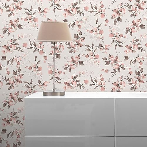 TADESSI Papier peint Enrico Arbres Feuilles M1-No.11239 | Toison | Rose | Rose | Rose 10,05 m x 0,53 m