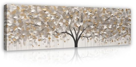 Leinwandbild Baum Abstrakt 145x45 cm - Modern Panorama Bilder Groß XXL für Wohnzimmer Schlafzimmer Wandbild Kunstdruck Wandbilder Canvas Wand Bild auf Leinwand Aufhängefertig