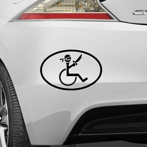 Rakelfix Rollstuhl Rolli Pirat Säbel Aufkleber Sticker Größe&Farbe wählbar Autoaufkleber Lack Scheibe
