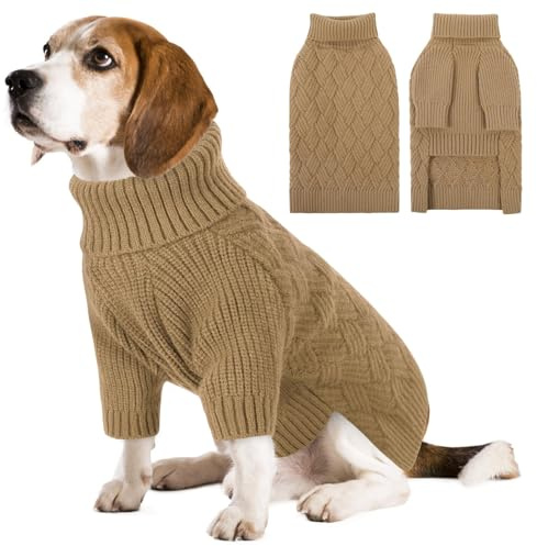 AOFITEE Hundepullover Mittelgroße Hunde, Winter Hundepulli mit Rollkragen | Rollkragen Hund Pullover mit Geschirr öffnung Weihnachten Hundepulli Sweater für Kleine Mittelgroße Große Hunde