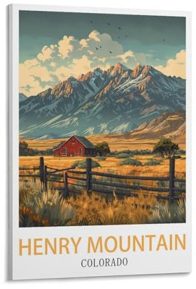 LHJOIUN Colorado Henry Mountain Vintage-Reiseposter, 20 x 30 cm, Kunstdruck auf Leinwand, für Wohnzimmer, Schlafzimmer, Heimdekoration, moderne Kunst