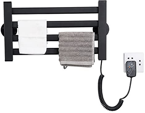 QRXALISA Scaldasalviette Elettrico Piccolo Scaldasalviette a Parete Scaldasalviette Elettrico Intelligente da 45 W Scaldasalviette in Alluminio Scaldasalviette Nero a 4 Barre