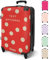 NoBoringSuitcases.com® Reisekoffer 67cm 72L Personalisiert - Großer Hartschalenkoffer mit Rollen, Leichtgewicht Trolley, Koffer Groß für 20kg Gepäck mit Polka-Dots, Koffer für Flugzeug