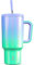 Meoky Mug Isotherme avec Paille et Poignée 1.2L, Tasse Isotherme 100% Anti-fuite, Chaud Pendant 12 Heures, Froid Pendant 34 Heures, Thermos Sans BPA (vert et violet)