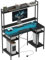 HOMCOM Computer Desk with Power Outlets and LED Lights, Home Office Desk with Monitor Stand, 2 CPU Stands and Storage Shelves, Study Table Gaming Desk with Hutch, Black