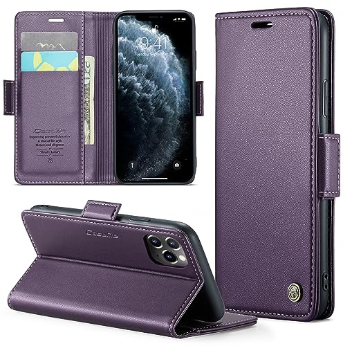 Phernykas Custodia a Libro Portafoglio per iPhone 11 Pro, RFID Magnetica | 3 Slot - Per Pendolarismo, Flip Cover Doppia Fibbia Laterale, Pelle PU Anti-Macchia, Supporto, Lavoro, Telefono Libretto