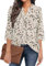 Flikity Womens Tops 3/4 Sleeve Tops for Women UK Office Professional V Neck Ladies Blouses Business Casual Formal Dress Shirts Work Attire Clothes Loose Tunics Apricot Floral X-Large