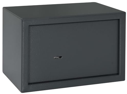 Brokky 42011314 Safe Box with Key Lock Dark Grey 20x31x20 cm Steel Safe Lock Box,High Security Safety Box,Steel Lock Safes for Home/Office,Cabinet Keys Safe Lock Box for Money Cash Jewelry Medicine D