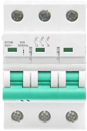 GYH8 interrupteur principal triphasé 63A 100A 125A interrupteur d'isolement for disjoncteur à usage domestique ou industriel 400V 1 pièces(63A)