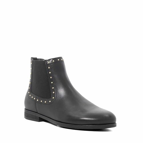 Dune London Ladies PUDDED Leather Stud Detail Round Toe Ankle Boots Size UK 6