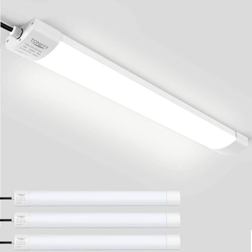 TONFFI 3er LED Feuchtraumleuchte Deckenleuchte 60cm 18W für Garage Keller Bad Werkstatt Feuchtraum Warenhaus, LED Wannenleuchte Feuchtraumlampe Röhre, Wasserdicht IP65 Neutralweiß 4000K-4500K
