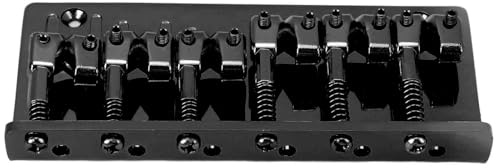 VBESTLIFE Puente para bajo de 6 Cuerdas, Repuesto de Puente para bajo Eléctrico con Base Estable de Tipo Fijo, de Aleación de Zinc para bajo Eléctrico de 6 Cuerdas, Sillines de Barril Ajustables