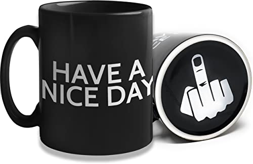 Find Funny Gift Ideas Funny Coffee Mug by | Unique Novelty Coffee Mugs for Men | Funny Coffee Mugs for Women | Have A Nice Day Middle Finger Coffee Mug | Great Coffee Gift