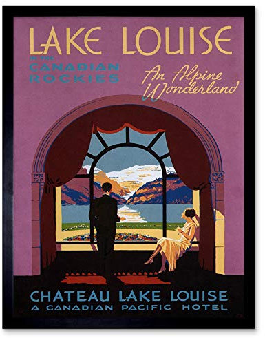 Wee Blue Coo Travel Tourism Lake Louise Rocky Mountains Canada Vintage Advert Art Print Framed Poster Wall Decor Kunstdruck Poster Wand-Dekor-12X16 Zoll