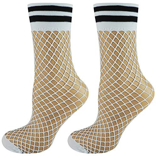 Mysocks 2 pares de calcetines de rejilla de tobillo blanco con banda