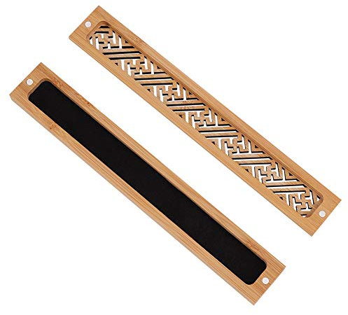 Support à Encens Vintage Porte Bâtons d'encens Bois Brûleur Cônes d'encens Couché Boite Encens Rectangulaire Encensoir Boîte de Rangement avec Couche Ignifuge Accessoires du Maison Temple Bouddhiste