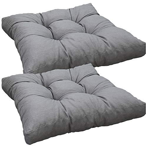NYVI Loungekissen SmartLounge 2X Sitzkissen 60x60 cm Hellgrau - Wasserabweisende Auflagen für Indoor und Outdoor - Stuhlkissen für Rattanmöbel und Gartenmöbel