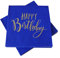 20 Servietten 'Happy Birthday' zum Geburtstag 33x33 cm - (blau/gold)