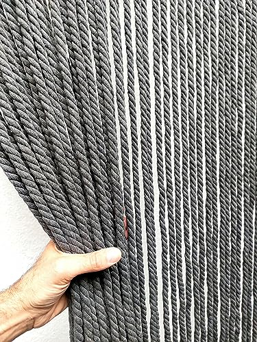 MadeInNature Türvorhang, Baumwolle, Polyester, Seil, geflochten, hochwertig, innen und außen, Breite 90 cm x Länge 200 cm, verschiedene Modelle zur Auswahl Grau, 54 Stränge.
