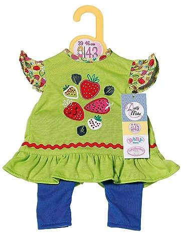 Dolly Moda, Puppenkleidung, Dolly Moda Shirt + Leggings Erdbeeren 43cm, Shirt mit Rüschen und Leggings im Jeanslook, 871263, Zapf Creation, Rot