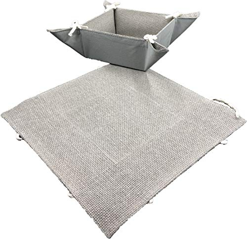 EUROSTYLE Cestino portapane da tavola in Stoffa Contenitore portaoggetti da Salotto Organizer per Accessori a Scatola svuotatasche Chiavi monetine Bicolore Double Face (Portapane, Grigio)