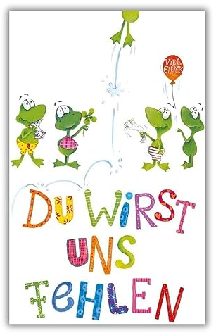 bsb Abschiedskarte - 11,5 x 17,0 cm - schöne Karte zum Abschied Kollegin & Kollege mit Frösche-Motiv - liebevolle Karte zum Ruhestand - Abschiedsgeschenk Kollegen Rente & Jobwechsel
