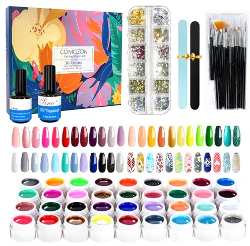 Gel Nagellack Comozon UV Nagelgel Für Gelnäge, Farben Nail Polish Set, AnfäNger 36 Farben Glitzer Farbgel Für Nail Art Nagel Design