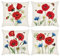 Bonhause 4er Set Kissenbezüge Blumen Rote Mohn 45 x 45 cm Polyester Leinen Dekorative Kissenhülle Zierkissenbezüge für Sofa Schlafzimmer Wohnzimmer Auto Zuhause Dekoration