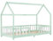 [en.casa] Kinderbett Sisimiut Hausbett 90 x 200 cm mit Rausfallschutz Holzbett für Kinder Bodenbett Lattenrost Kiefernholz Mintgrün/Weiß