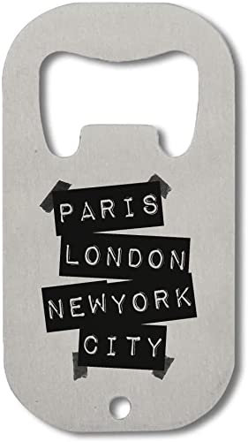 Paris London New York City Sticker Styled Graphic Flaschenöffner aus Edelstahl Silber One Size