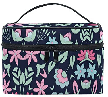 Plante Arbre Rouge Feuille Fleur Sac Cosmétique Organisateur Fermeture à Glissière Sacs Trousse de Maquillage Pochette Cas de Toilette pour Voyage Les Femmes Filles