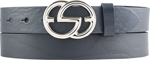 BELTINGER Damen-Gürtel EMIL aus Vollrindleder 3 cm | Schmaler Ledergürtel für Damen 30mm | Silber glänzend
