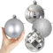 Silberne 10,2 cm große Weihnachtskugeln – Weihnachtsbaumschmuck, Ornamente, bruchsicher, hängende Kugeln für Geburtstag, Valentinstag, Ostern, Karneval, Urlaub, Hochzeit, Dekorationen, Set mit 4 Stück