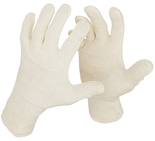 CHRISTOPH PALME 3 Paar hochwertige Baumwollhandschuhe Naturweiß Gr. 9-10 weiche Handschuhe zur Kristallreinigung Made in Germany