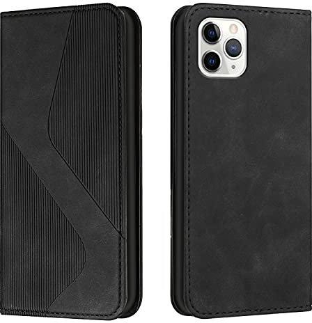 Mo-Somnus Kompatibel mit iPhone 11 Pro Max Hülle, Magnet PU Leder Flip Wallet Case Tasche Handyhülle, Stoßfeste Klappbar iPhone 11 Pro Max (6,5 Zoll) Brieftasche Klapphülle mit [Kartenfächer](Schwarz)
