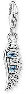 Thomas Sabo Charm-Anhänger Phönix Feder mit blauen Steinen 925 Sterlingsilber 1905-644-1