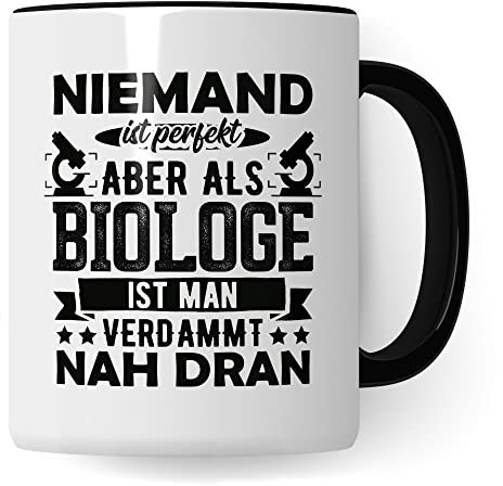 Biologe Tasse Geschenkidee Kaffeetasse Humor Witz Geschenk für Biologielehrer Kaffeebecher Biologie Becher (Weiß & Schwarz)