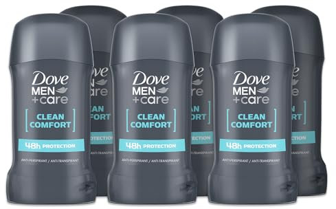 Dove, Dove Men + Care Clean Comfort Stick, Deodorant für Herren, Antitranspirant, mit 1/4 Feuchtigkeitscreme, bis zu 48 Stunden, Dermatologisch getestet, 6 Stück je 50 ml