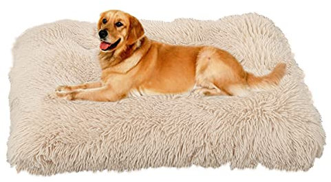 SOAI Flauschige Hundebett, Langer Plüsch Hundekissen,Hundematte,Weiche Polsterung,Hundekorb für Mittelgroße Hunde und Katzen(65x48cm)