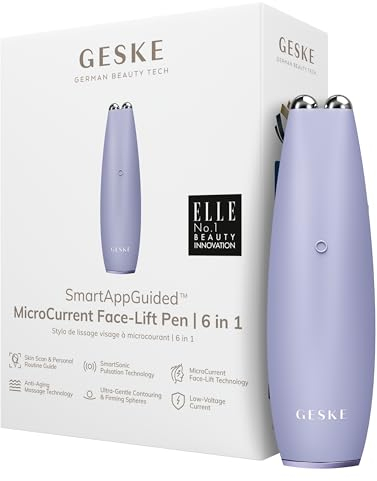 GESKE | SmartAppGuided™ MicroCurrent Face-Lift Pen | 6 en 1 | Herramientas para cuidado de la piel | Dispositivo antienvejecimiento | Lifting facial | Piel joven sin arrugas | Dispositivo para la cara