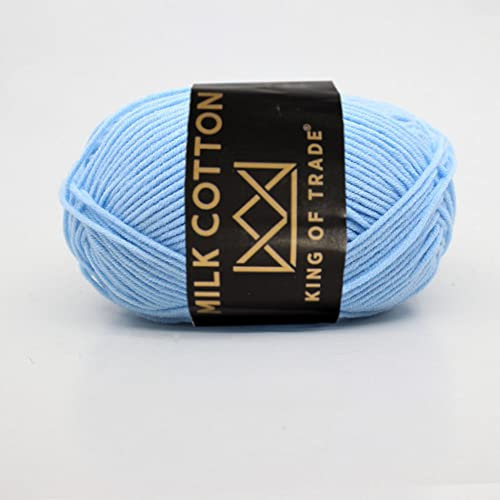 Milchwolle Milchbaumwolle Babywolle Milchgarn Chenille Wolle Makramee Garn Schulgarn Häkeln Stricken 100m 50g 6 Stück Hellblau