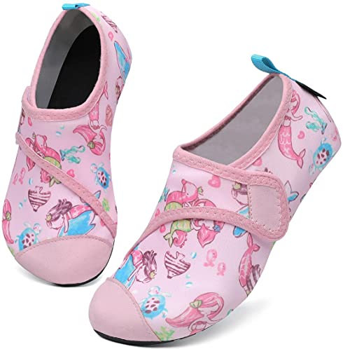 SAGUARO Escarpines Niño Niña Zapatos de Agua Cómodos Antideslizante Calcetines para Piscina Playa Zapatillas Natacion para Río Mar, Touch X, Rosa Crepe, 24/25 EU