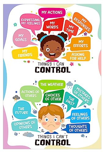 D24TIME Things I Can Control-Things I Cannot Control Mental Health Poster für Klassenzimmer Dekoration Zuhause Mental Health Pädagogisches Poster für Jungen Mädchen Lehrer Grundschule