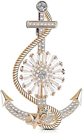KUKUUU Broche Broche for Femmes vêtements Ancre Forme Broche Zircon Broches Femmes Broche for Manteau Costume Sac Hijab Badge Mariage fête Bijoux Cadeaux.