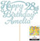 Personalised Happy Birthday Glitter Cake Topper Stars - Light Blue Any Name & Any Age Glitter Cake Decoration and Sprinkles - Happy Birthday Decorations - Personalised Toppers for Cakes by Cakeshop