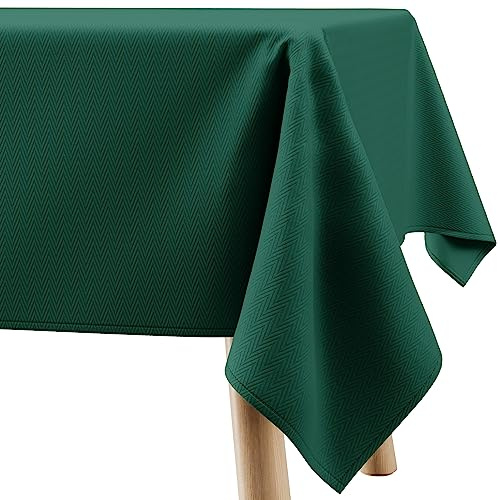 Filumi Tischdecke 110x110 cm Dunkel grün Abwaschbar Für Indoor Outdoor geometrisches Zickzackmuster Verte