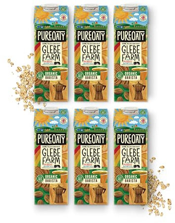 Glebe Farm PureOaty Organic Barista Oat Milk, Vegan, Gluten-Free Milk, Vegan Coffee Creamer & High Protein Plant Milk, Non-Dairy (1L 6-Pack)