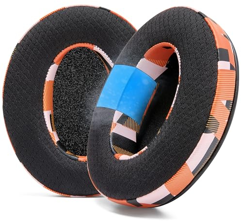 WC Freeze Hybrid Fabric Cooling Gel Ersatz-Ohrpolster – kompatibel mit HyperX Cloud, Steelseries Arctis, ATH M50X, Turtle Beach Stealth und mehr – bequem und länger kühl | Orange Prism